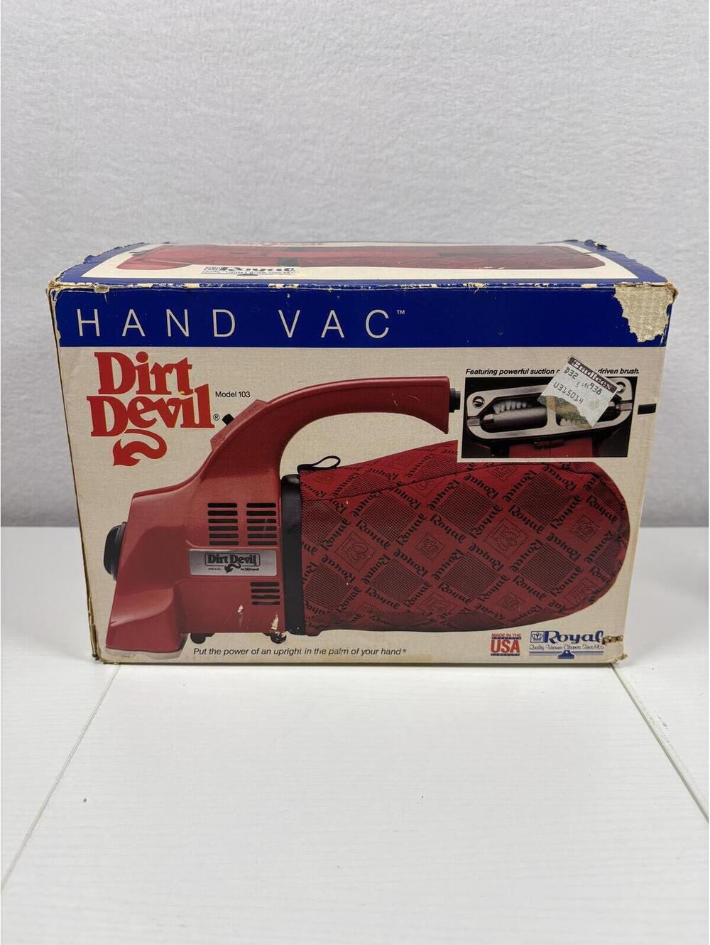 Royal Dirt Devil Hand Vac Model 103 Vintage USA w/ Box Manual Bags Tested Works